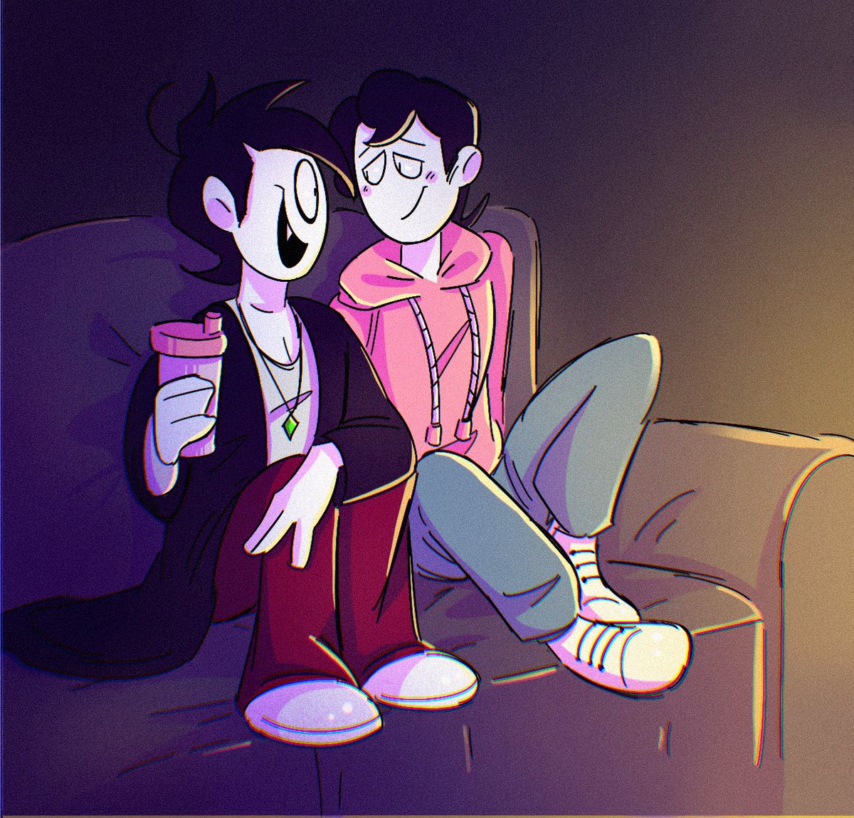 He wanted to make sure he wouldn't lose him again (+ a movie night before the incident). ;)

((#spookymonthfanart #spookymonth #spookymonthstreber #spookymonthkevin #candybats #kevinxstreber #streberxkevin ))