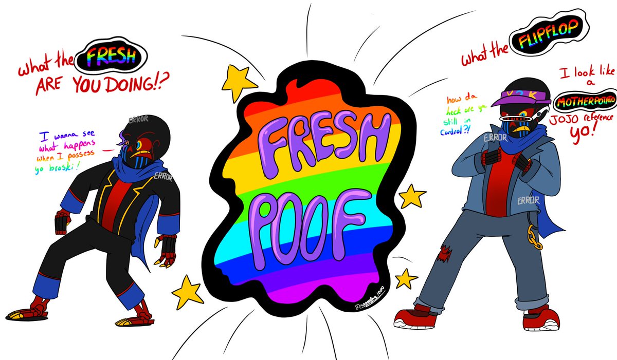 Dragonfire_1000's tweet photo. A mashup of two of the #errorcember challenges; Fresh and New Look. I guess when you have part of a soul, its a lot harder to completely corrupt your host, but that doesn't mean you can still influence some aspects of them.
#error #fresh #underfresh #errorfresh https://t.co/5DAn3gTb9c