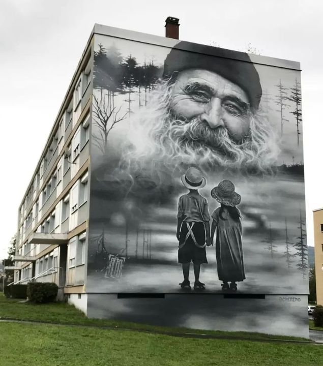 Imagein8's tweet photo. 'Intergenerational transmission' by French Aéro (@creaero) in Aurec-sur-Loire, France (2022) #aero #festivallatenturerie #aurecsurloire #streetart #urbanart 📷 via artist https://t.co/FAaaeaH0lq — in Aurec-sur-Loire. https://t.co/5tNzorrGxp
