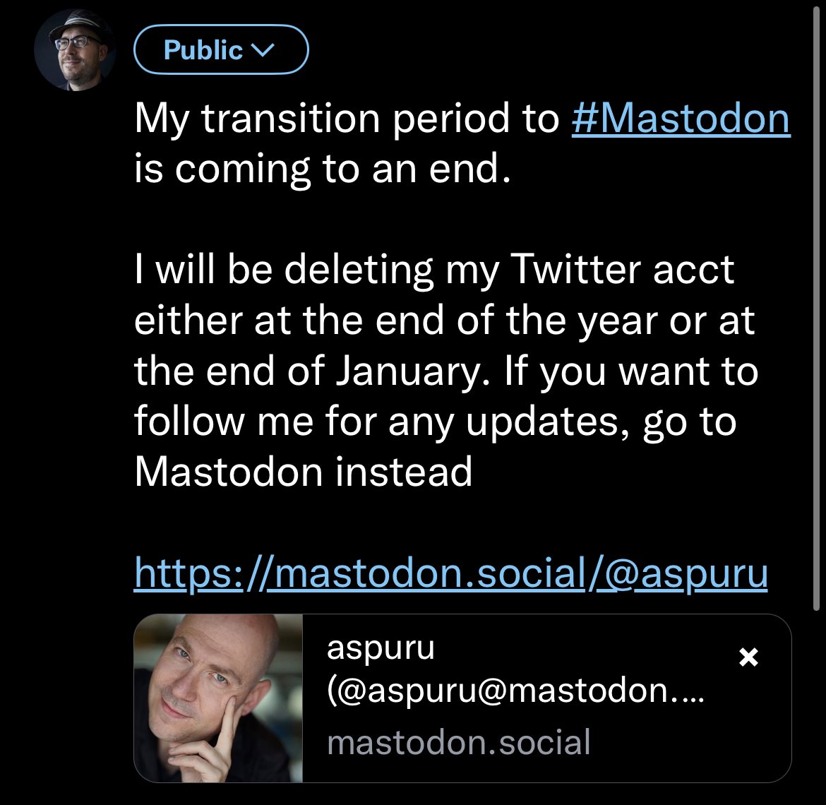 A_Aspuru_Guzik's tweet photo. Unbelievable. I have to make my impending account closure announcement in a screenshot because this shitty site called Twitter thinks that mention of Mastodon is harmful. Good riddance. The cool down period is to alert you all. Still deciding if by end of Dec. or Jan. See images! https://t.co/d4nn20H547
