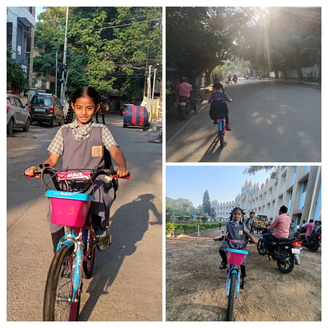 sselvan's tweet photo. Thank you ⁦@anjimandava⁩ for encouraging daughter to ride to school in our city #Hyderabad 

Mokshita Mandava
sri satya sai vidya vihar high school
DD colony, baghamberpet

Let us all get our dream come true kids cycling #Hyderabad ⁦@arvindkumar_ias⁩ ⁦@KTRTRS⁩ https://t.co/nnDSI2qBa0