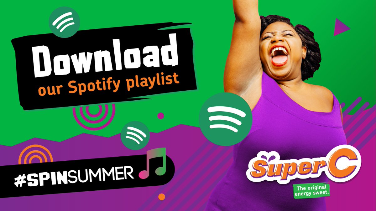 SuperCSweets's tweet photo. Akulalwe, Si jiva kuze kuse 💃 Bring the hawt vibes to every party by Downloading our Epic Spotify playlists 🎶 Your weekend vibe is sorted with Super C Spin Summer x Spotify 💿 #SuperC #SpinSummer #Spotify #Fun #Weekend #Vibes #Music #TGIF #FridayFever https://t.co/G5GdhWTOBR