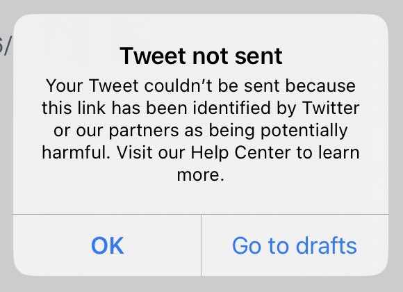 God this is so wack. If you include a m*stodon server link (online or social) in your post on twitter, this is what happens now. Desperate and sad.