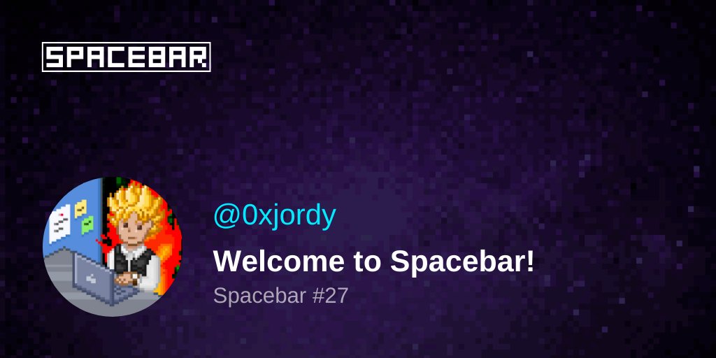 spacebar_nft's tweet photo. 🚨 New Spacebar Cadet 🚨

Welcome, @0xjordy, Spacebar #27 🤩🧑‍🚀✨

#HyperSpace🛰️ (⌨️,⌨️) https://t.co/dBVbViOSEv
