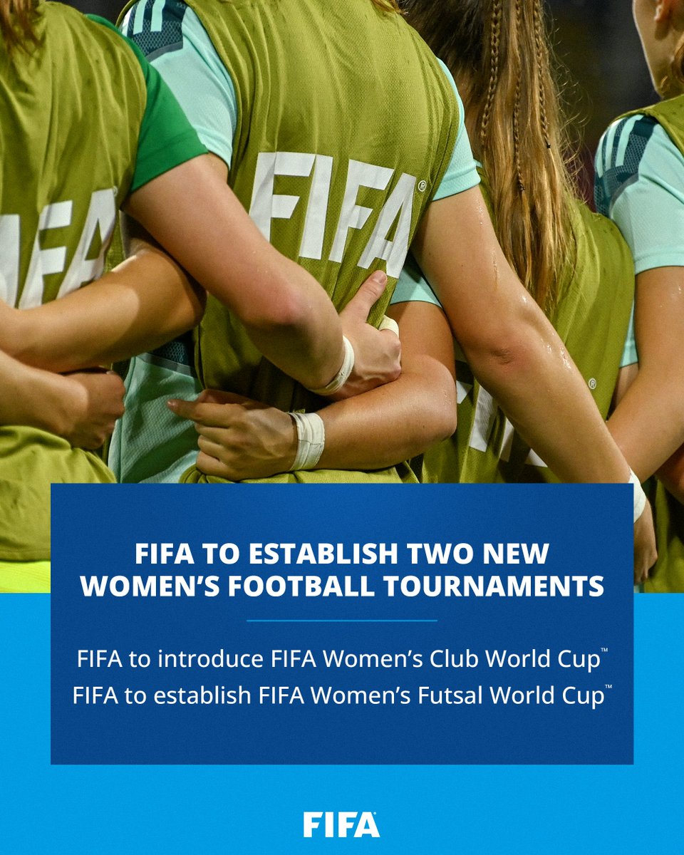Introducing... two brand new FIFA women's tournaments 🏆

FIFA Women's Club World Cup ✅
FIFA Women's Futsal World Cup ✅