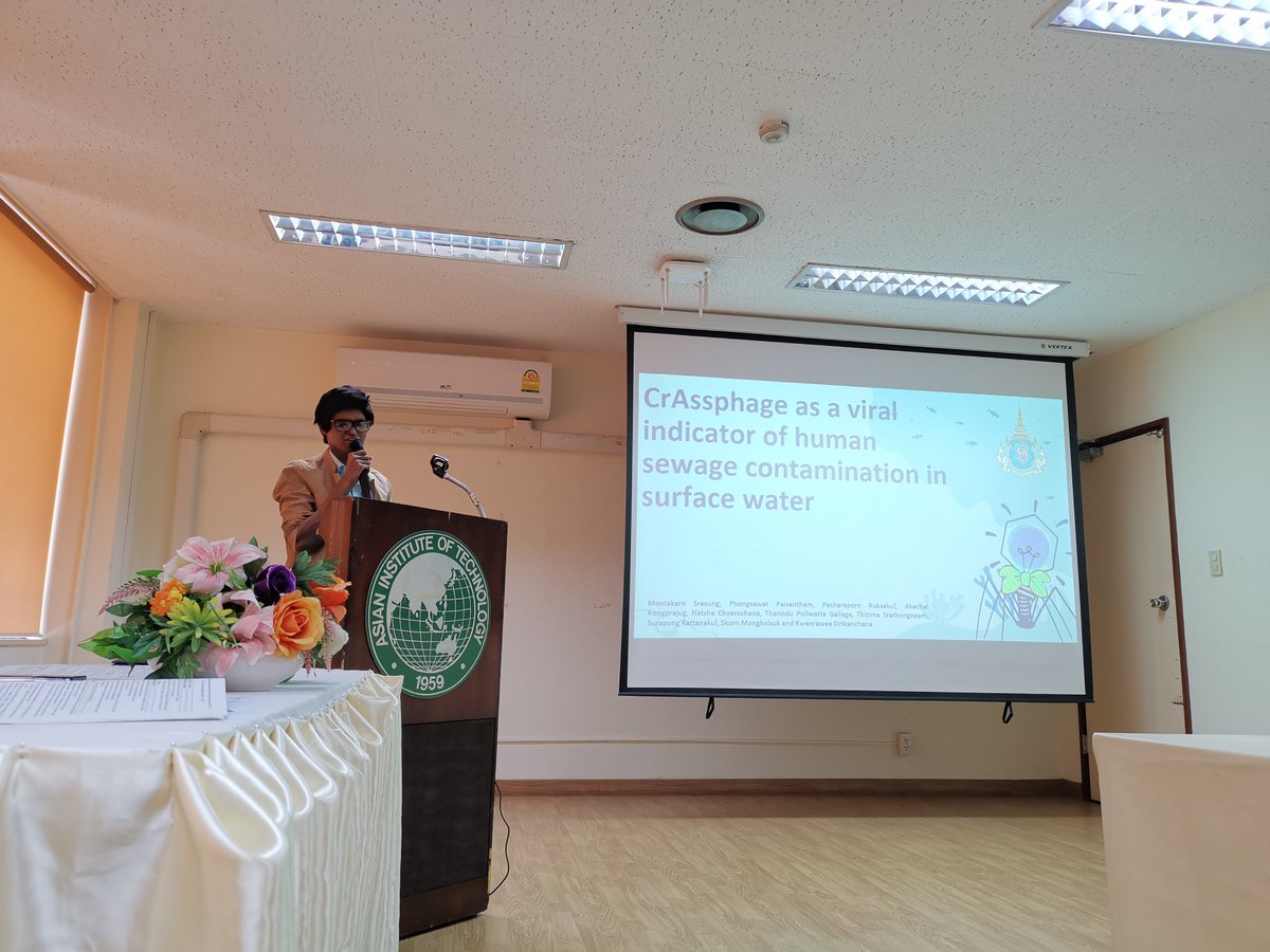 MSTlabThailand's tweet photo. Glad to share our work on #metagenomics of #bacteria, #viruses and #antibioticresistance genes at #seawe13. My PhD student @TharinduGallage also presented #microbialsourcetracking work using #crAssphage https://t.co/AxJc0Gd1fZ