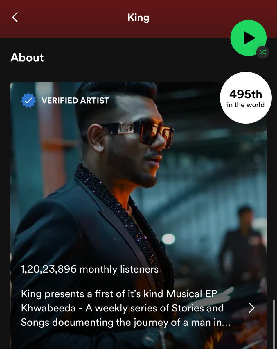 ifeelkingOG's tweet photo. ENTERED IN TOP 500 GLOBAL ARTISTS
#495 🔥
I have a new target and a new league now. 🎯 #kingsclanwin #indianW #sceneW #ifeelking https://t.co/of7y6oZRbW