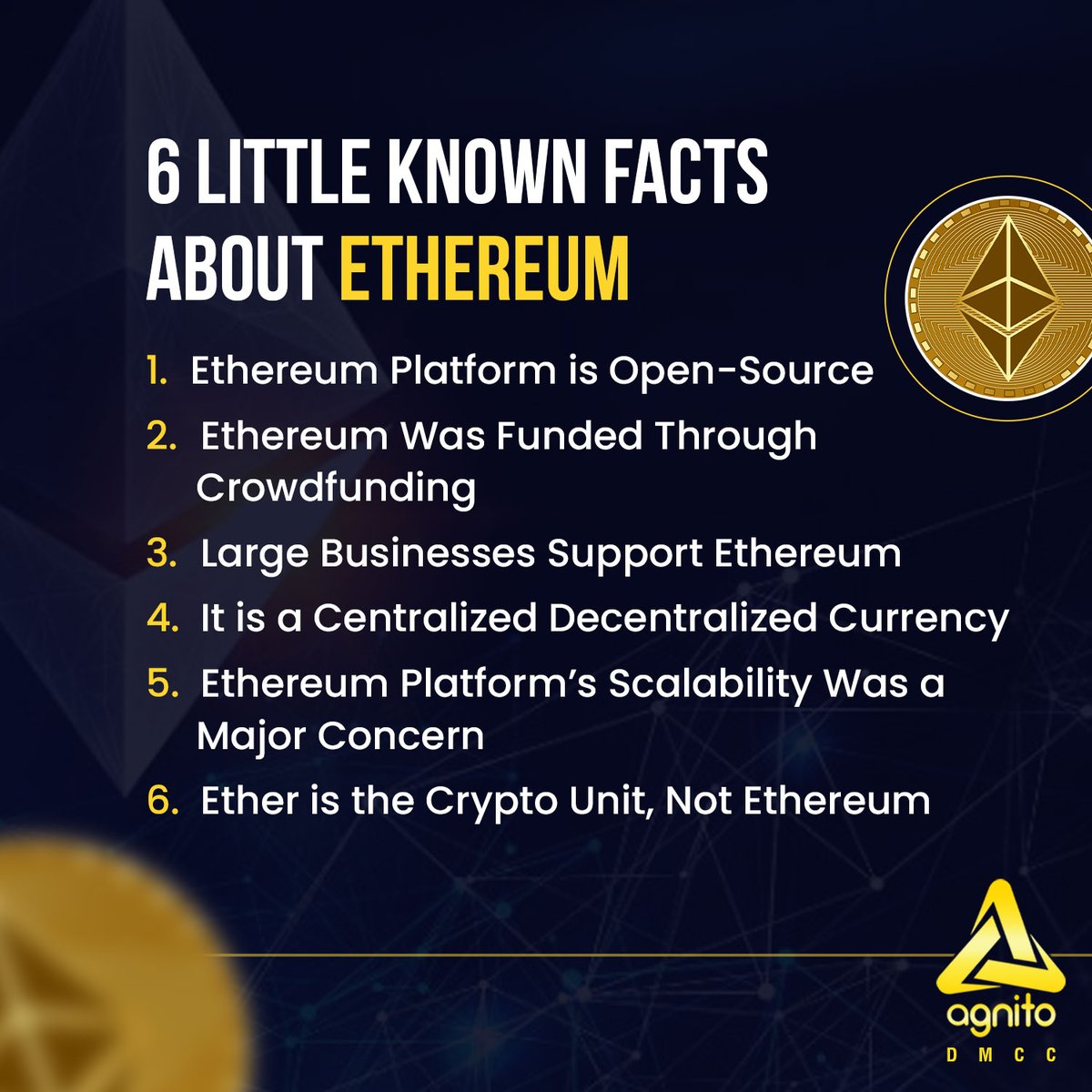 agnito_dmcc's tweet photo. 6 Little Known Facts About #Ethereum

1️⃣ #ethereum Platform is an Open-Source
2️⃣ Ethereum Was Funded Through Crowdfunding💰
3️⃣ Large #businesses Support Ethereum
4️⃣ It is a Centralized #decentralized #currency
5️⃣ Ethereum Platform’s Scalability Was a Major Concern
6️⃣ 👇👇👇👇👇 https://t.co/rcplpsYrHD