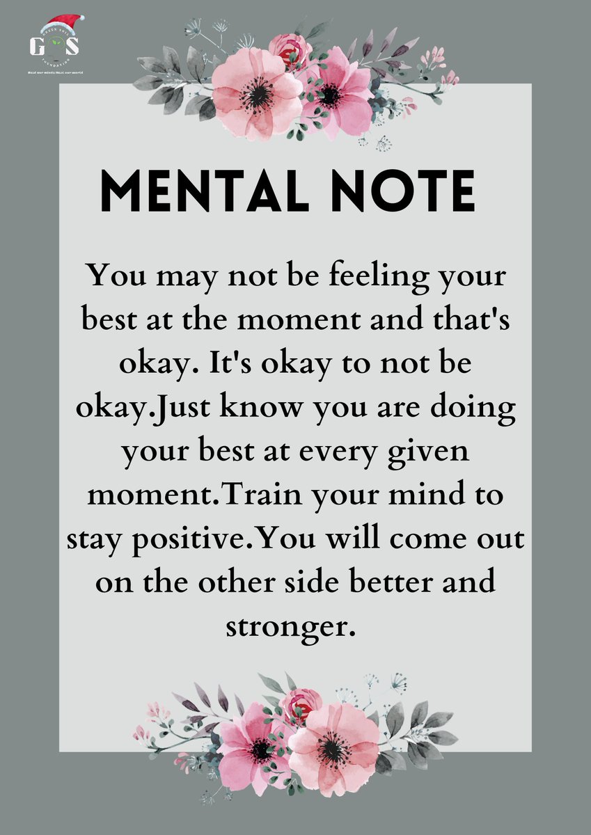 Train your mind to stay positive. My mental health;my priority.<a href="/WelfareFoun/">Welfare of the African Vulnerable/Egalitarian Foun</a> <a href="/MirajCecil/">Cecil Miraj</a> <a href="/comaid_gcsi/">ᴄᴏᴍᴍᴜɴɪᴛʏ ᴀɪᴅ ᴀɴᴅ ɢɪʀʟ ᴄʜɪʟᴅ ɪɴɪᴛɪᴀᴛɪᴠᴇ</a> <a href="/omon_oyamenda/">Omon Oyamenda</a>