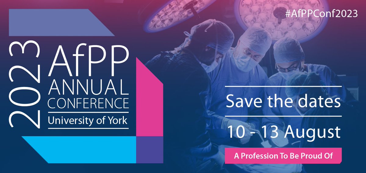 As Perioperative Practitioners, there’s a lot to be proud of. Join us in celebrating all that you do at our Conference in 2023💚
 
📍 University of York
📅 10-13 August 2023

Ticket sales will open in early 2023, so keep your eyes peeled 👀

#AfPPConf2023 #AProfessionToBeProudOf