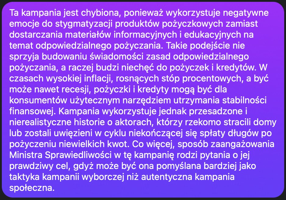 Ruszyła kampania <a href="/MS_GOV_PL/">Min. Sprawiedliwości</a> "Mamy prawo do walki z lichwą!". W załączeniu mój komentarz prasowy.