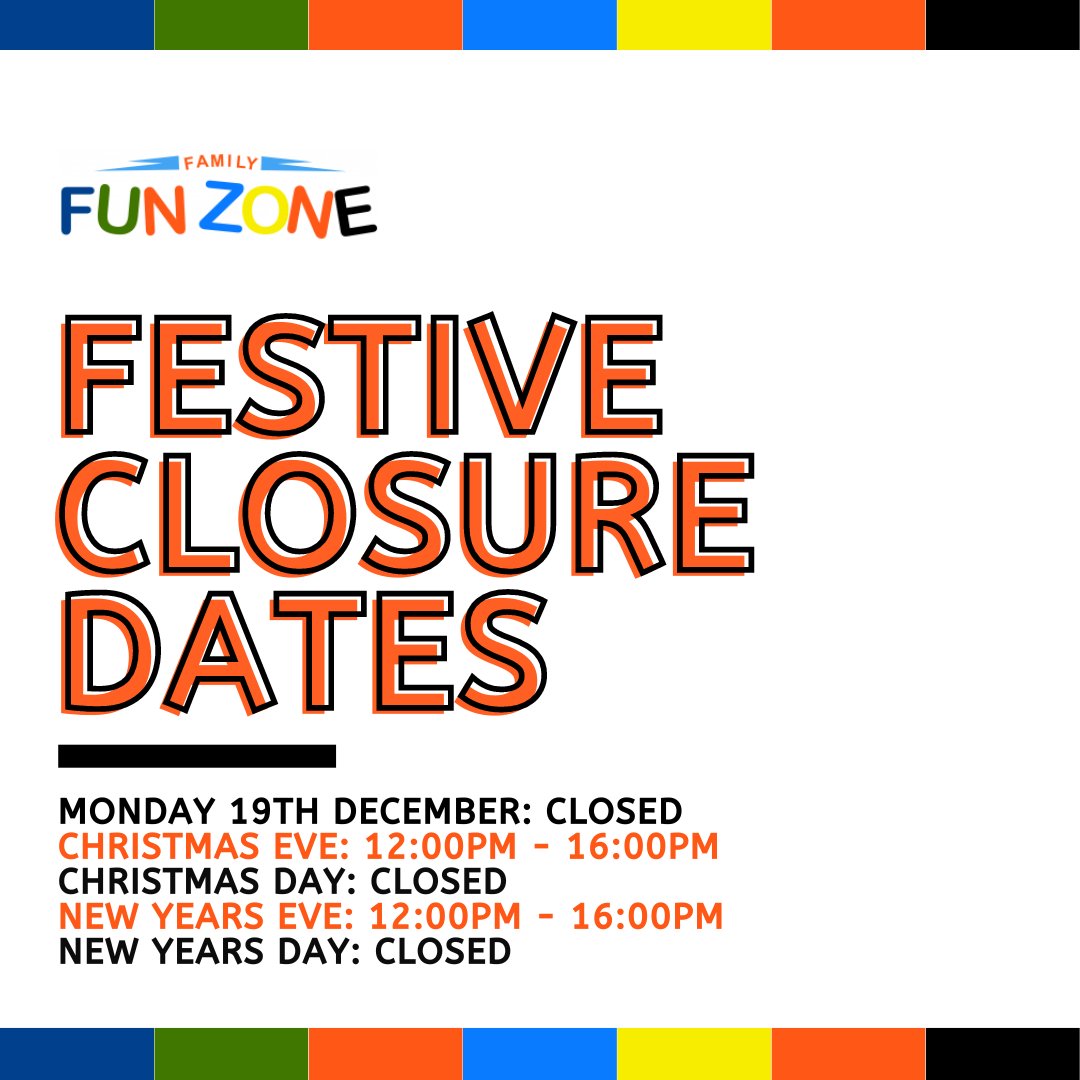 familyfunzone1's tweet photo. The festive period is upon us - we're open throughout the holidays with some amended opening times and closures. Please check before visiting.

🌐 https://t.co/mYT35pI1dF

#familyfunzone #familyfunzonestarcity #starcity #thingstodo #thingstodobirmingham #birmingham #nechells https://t.co/g8pXGXVC5W