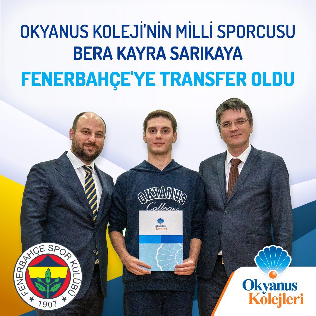 okyanuskoleji's tweet photo. Başarı hikayelerimize bir yenisini daha ekledik! Okyanus Koleji öğrencimiz ve aynı zamanda milli yüzücümüz Bera Kayra Sarıkaya, Fenerbahçe'ye transfer olarak hepimizi gururlandırdı. Kendisini tebrik eder, başarılarının devamını dileriz. @fenerbahce

#OkyanusKolejleri #Fenerbahçe https://t.co/2nbJfScbjc