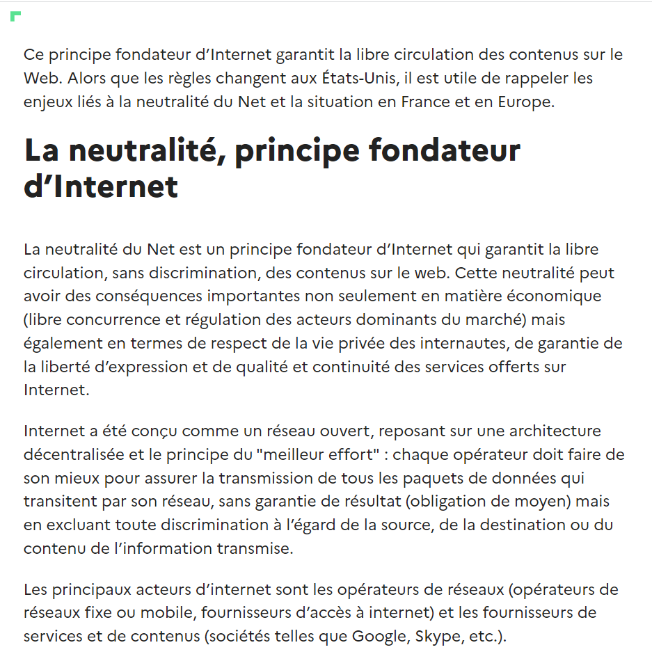 En bloquant les accès vers la plateforme #MastodonSocial, il me semble que <a href="/Twitter/">Twitter</a> est dans l'illégalité la plus totale (en Europe) au regard du principe fondateur de la neutralité du net 👇
vie-publique.fr/eclairage/1884…