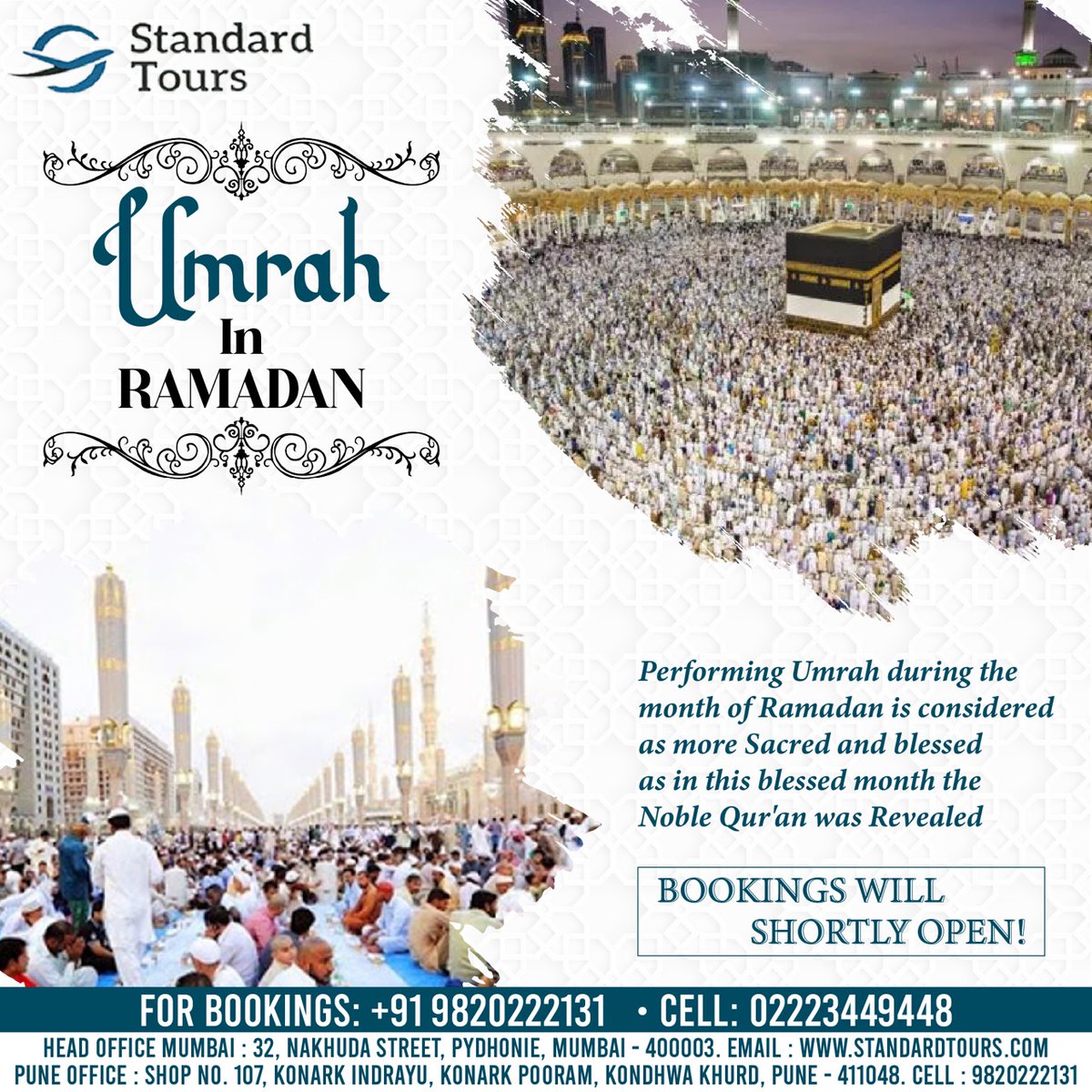 standard_tour's tweet photo. The journey your heart yearns for and you deserve. Stay tuned for Bookings to visit Umrah during Ramadan.

𝐅𝐞𝐞𝐥 𝐟𝐫𝐞𝐞 𝐭𝐨 𝐛𝐨𝐨𝐤 𝐲𝐨𝐮𝐫 𝐑𝐚𝐦𝐚𝐝𝐚𝐧 𝐔𝐦𝐫𝐚𝐡 𝐭𝐫𝐢𝐩 𝐰𝐢𝐭𝐡 𝐒𝐭𝐚𝐧𝐝𝐚𝐫𝐝 𝐓𝐨𝐮𝐫𝐬🕋

Standard Tours ✈️
Contact us: 9820222131

#standardtours https://t.co/n6gnng0LFP