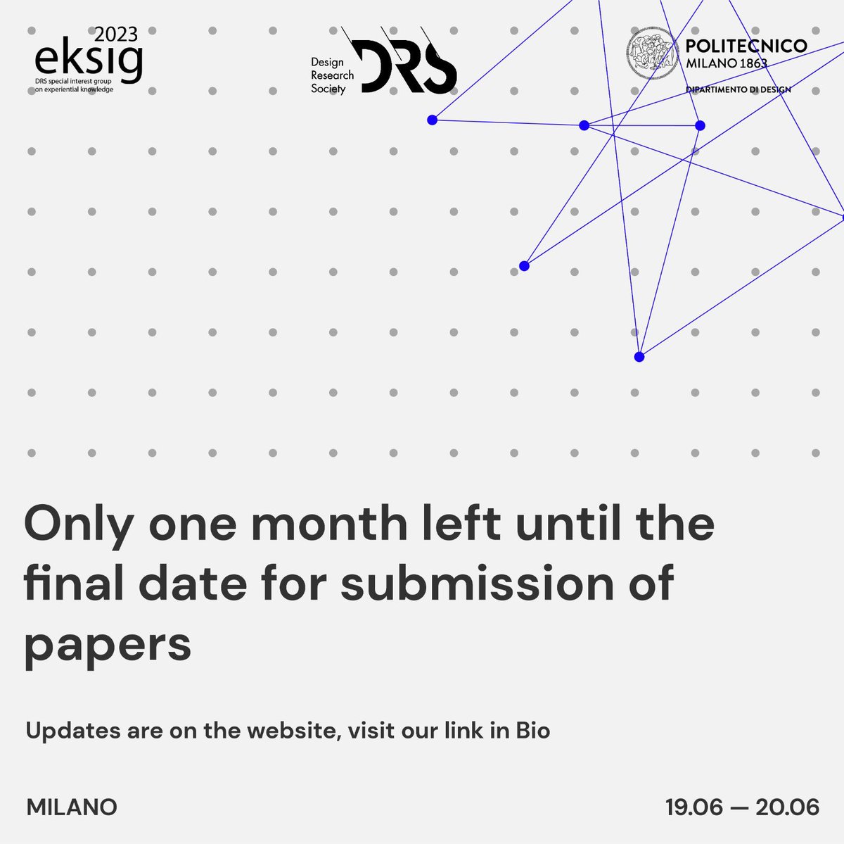 Quick reminder‼️Submissions are now open!​

Calling all authors who want to submit their full papers! Use our submission system 🔗conftool.org/eksig2023 

⚠️ Only one month left ⚠️