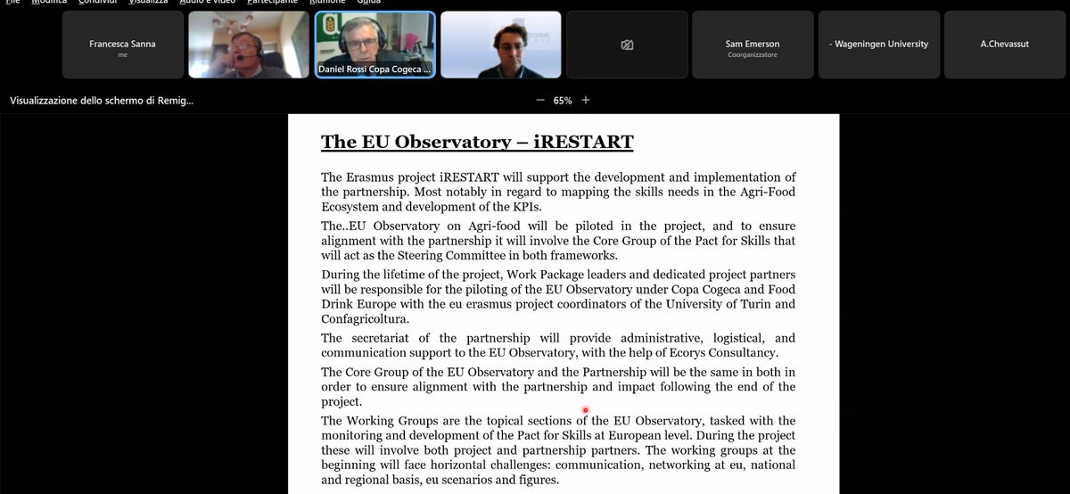 IRESTARTproject's tweet photo. @rember90 @DISAFA_INT and Daniel Rossi @Confagricoltura presenting #FieldsProject and 
@IRESTARTproject #training #skills #agrifood #pactforskills https://t.co/OITshb0aq5
