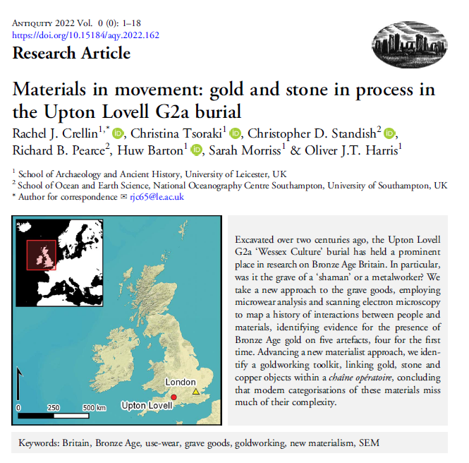 AntiquityJ's tweet photo. @WiltshireMuseum @uniofleicester @LeverhulmeTrust @unisouthampton @EH_Stonehenge @OJTH 📄 Check out the original research, it's FREE:
Materials in movement: gold and stone in process in the Upton Lovell G2a burial - Rachel Crellin, Christina Tsoraki, Christopher Standish, Richard Pearce, @ancientstarch, Sarah Morriss &amp; @OJTH
https://t.co/KynNaQ1GMu
🧵
13/13 https://t.co/50UbvXhqQ7