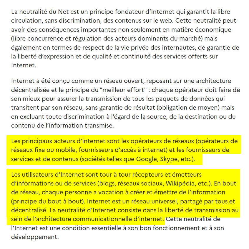 Guillaume_HB's tweet photo. Pour préciser (parce que cette notion ne semble pas claire), il n'y a pas que les opérateurs et les fournisseurs d'accès qui sont concernés par la "neutralité du net". Les fournisseurs de services et de contenus - dont Twitter - sont contraints de s'y soumettre également. https://t.co/JP4yuXUG3M