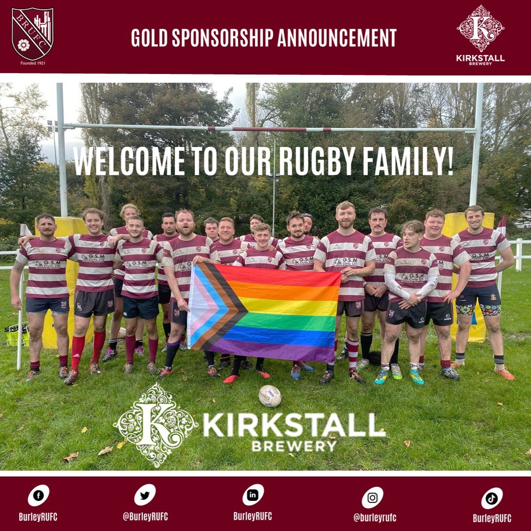 #bignews 📢 Burley RUFC are #excited to announce our new #gold #sponsor <a href="/kirkstallbrew/">Kirkstall Brewery</a> 🤩🍻 The #partnership will support the club to provide #training, #rugbymatches, #playerdevelopment and #community #outreach! 🏉💪🏻
#leeds #rugbyunion #rugby #yorkshire 

pitchero.com/clubs/burleyru…