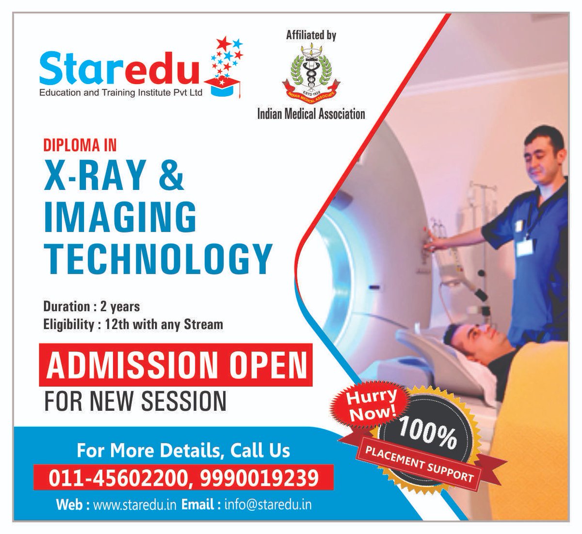 StarEduOfficial's tweet photo. Admissions open for New Sessions !!!
Apply for Diploma in X-Ray & Imaging Technology
100% placement support...
For more details
☎ 9990019177, 9990019239
#DiplomaInXRayImaging #XRayTechnician #XRayTechnicianCourse #DiplomaCourses #ParamedicalCourses #StarEduEducation #StarEdu https://t.co/H4E60OqAKH