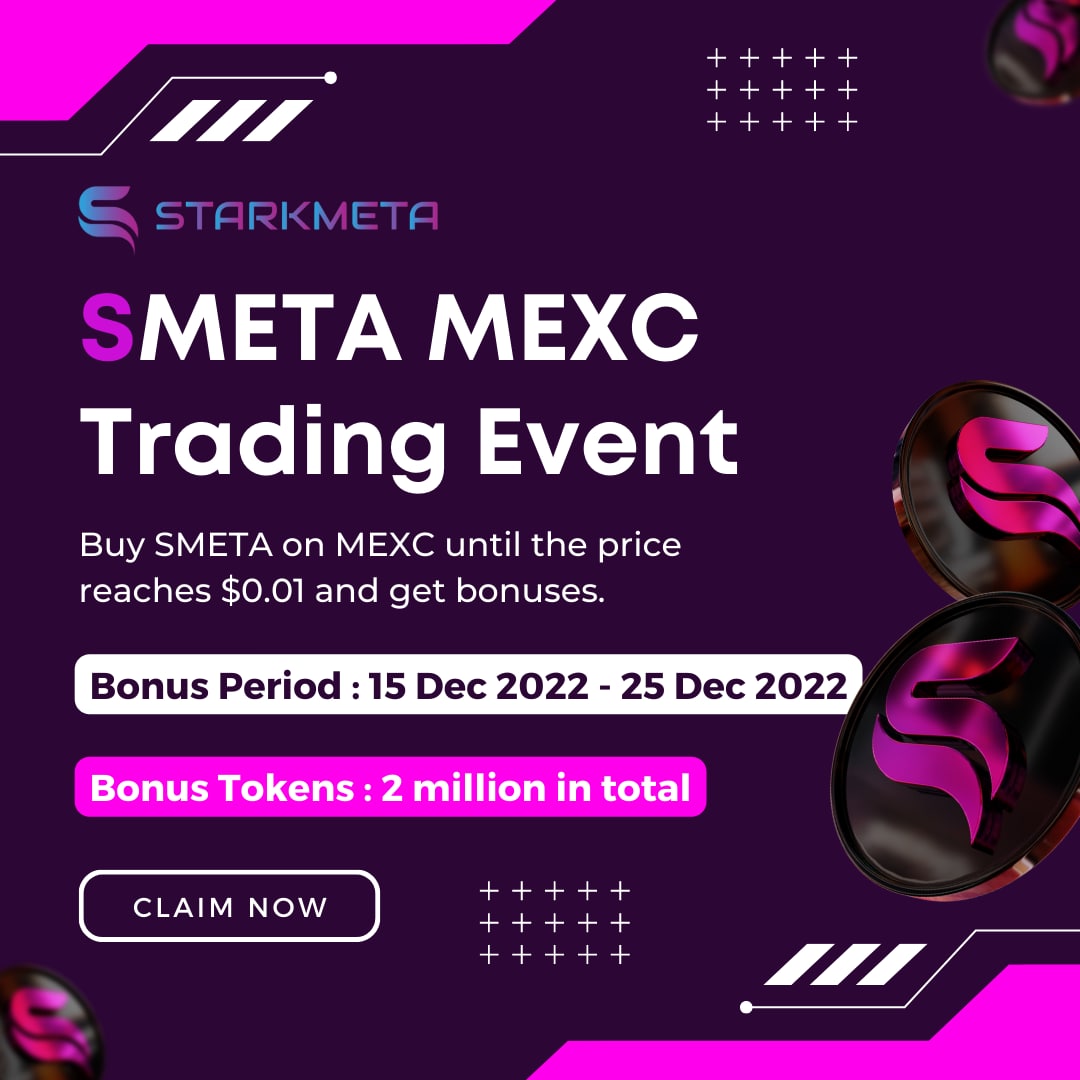 🚨Huge Announcement 
 
#SMETA Trading Event (No announcement from the MEXC side) 
 
⭐️Buy #SMETA on @MEXC_Global until the price reaches $0.01 and get bonuses 
 
⭐️Bonus Period: 15 Dec 2022 - 25 Dec 2022 
⭐️Bonus Tokens: 2 million in total 
 
Claim now! 
 
#Token #Cryptocurency