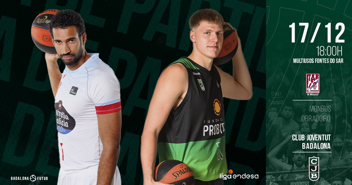 Club Joventut Badalona (@penya1930) on Twitter photo 💥 GAME DAY
🏆 J12 <a href="/ACBCOM/">Liga Endesa</a>
🆚 <a href="/OBRADOIROCAB/">MONBUS OBRADOIRO</a>
⏰ 18:00h, Fontes do Sar
📺 <a href="/MovistarBasket/">Basket en Movistar Plus+</a> (59)
📻 <a href="/Esports_bdncom/">Esports BDN Comunicació</a>
🟢⚫️ A per la cinquena victòria seguida a l'ACB. Força Penya!
#BadalonaÉsFutur 💥 GAME DAY
🏆 J12 <a href="/ACBCOM/">Liga Endesa</a>
🆚 <a href="/OBRADOIROCAB/">MONBUS OBRADOIRO</a>
⏰ 18:00h, Fontes do Sar
📺 <a href="/MovistarBasket/">Basket en Movistar Plus+</a> (59)
📻 <a href="/Esports_bdncom/">Esports BDN Comunicació</a>
🟢⚫️ A per la cinquena victòria seguida a l'ACB. Força Penya!
#BadalonaÉsFutur