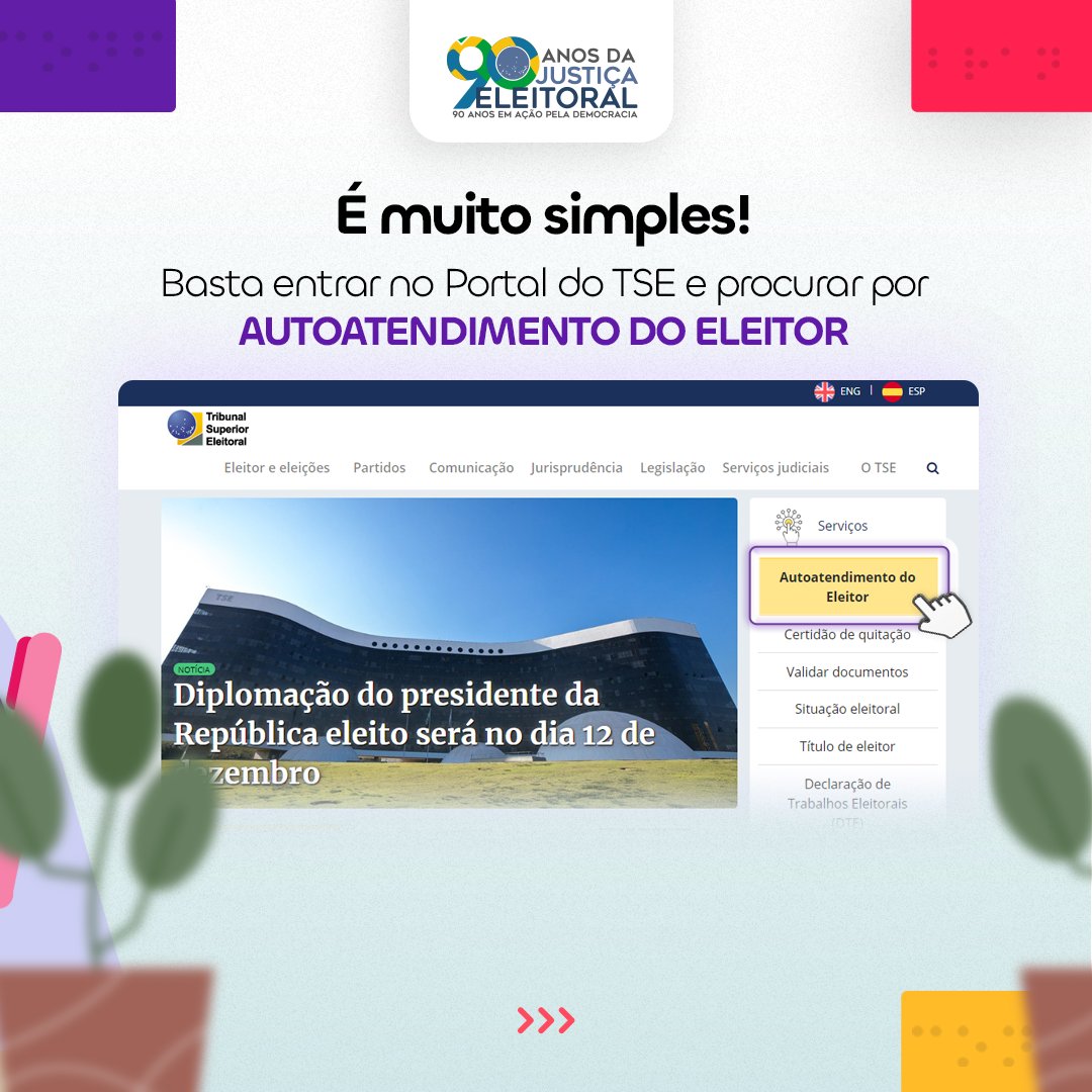 TREMinas's tweet photo. Pensando na autonomia e na facilidade para a população, o @TSEjusbr disponibiliza alguns serviços de autoatendimento on-line, incluindo a impressão do título de eleitor: https://t.co/NL8zi4M0rB 🔍
#TREMinas https://t.co/wKnhTOMrjA