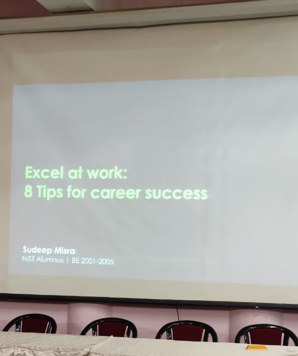 NIST_University's tweet photo. Mr. Sudeep Misra, a 2001-2005 batch IT #alumnus currently working at ServiceNow as a Director (Global Marketing), delivered a talk on How to Excel at work and advised some tips and tricks for #professionalsuccess. 

#alumnitalk #marketing #MBA #NIST #nistberhampur #thenistian https://t.co/DY1CA9iBmU