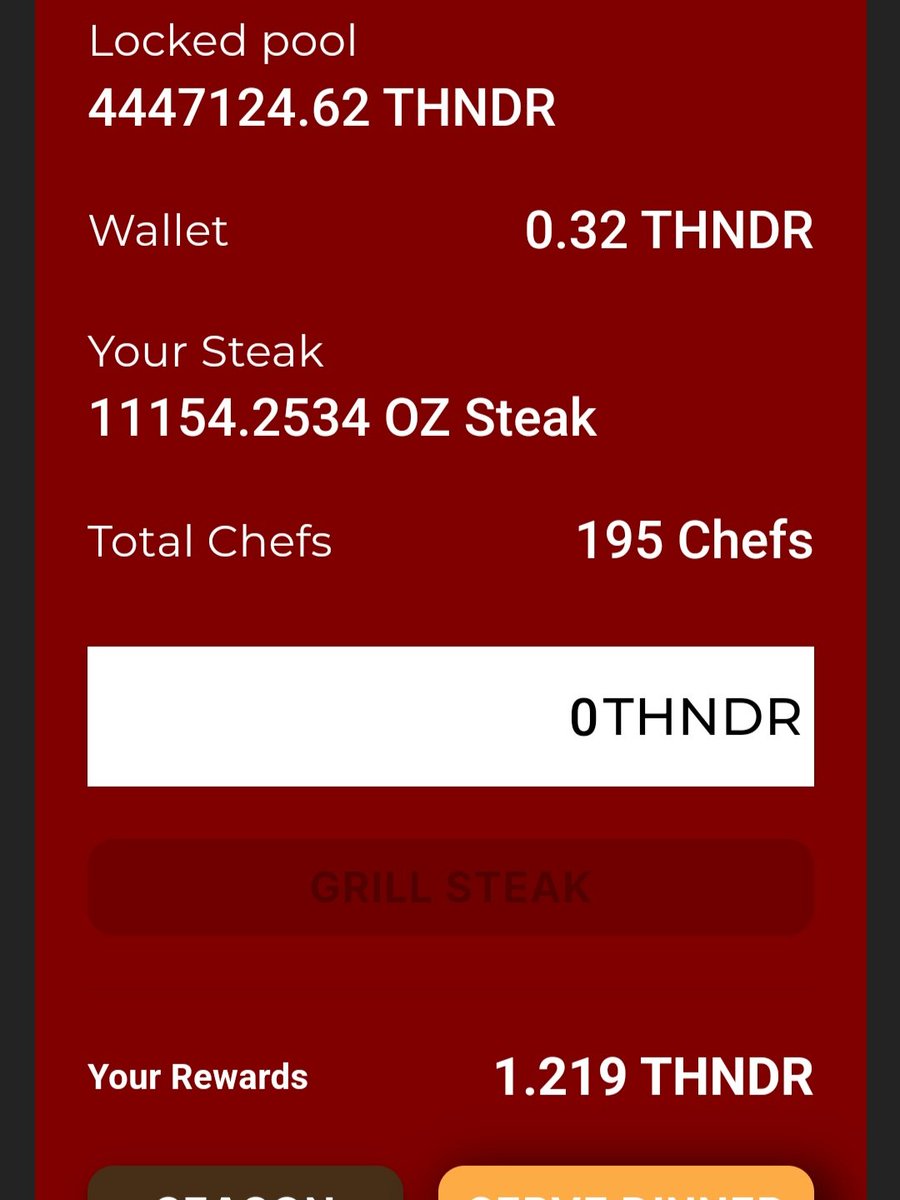 DrEvilsauce's tweet photo. Late night update! I seasoned up $2.25 in $THNDR earlier today! This upped my steak by 811 juicy ounces!!
@CronoSteakHouse @ISLAND_THUNDER @THNDR_Token
#GetGrillin #FeelTheTHNDR https://t.co/gaDvsUt45p
