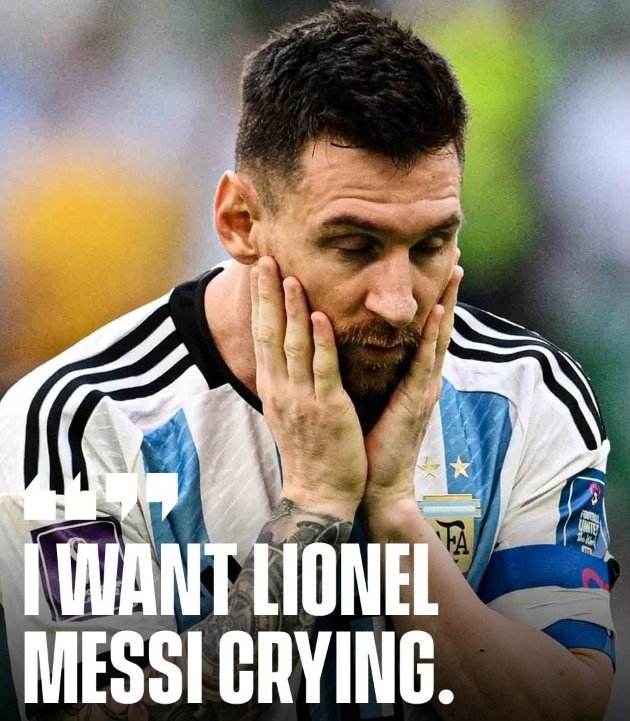 Peace05530164's tweet photo. I want Lionel Messi crying 😥 https://t.co/BwTrB2ZaIq