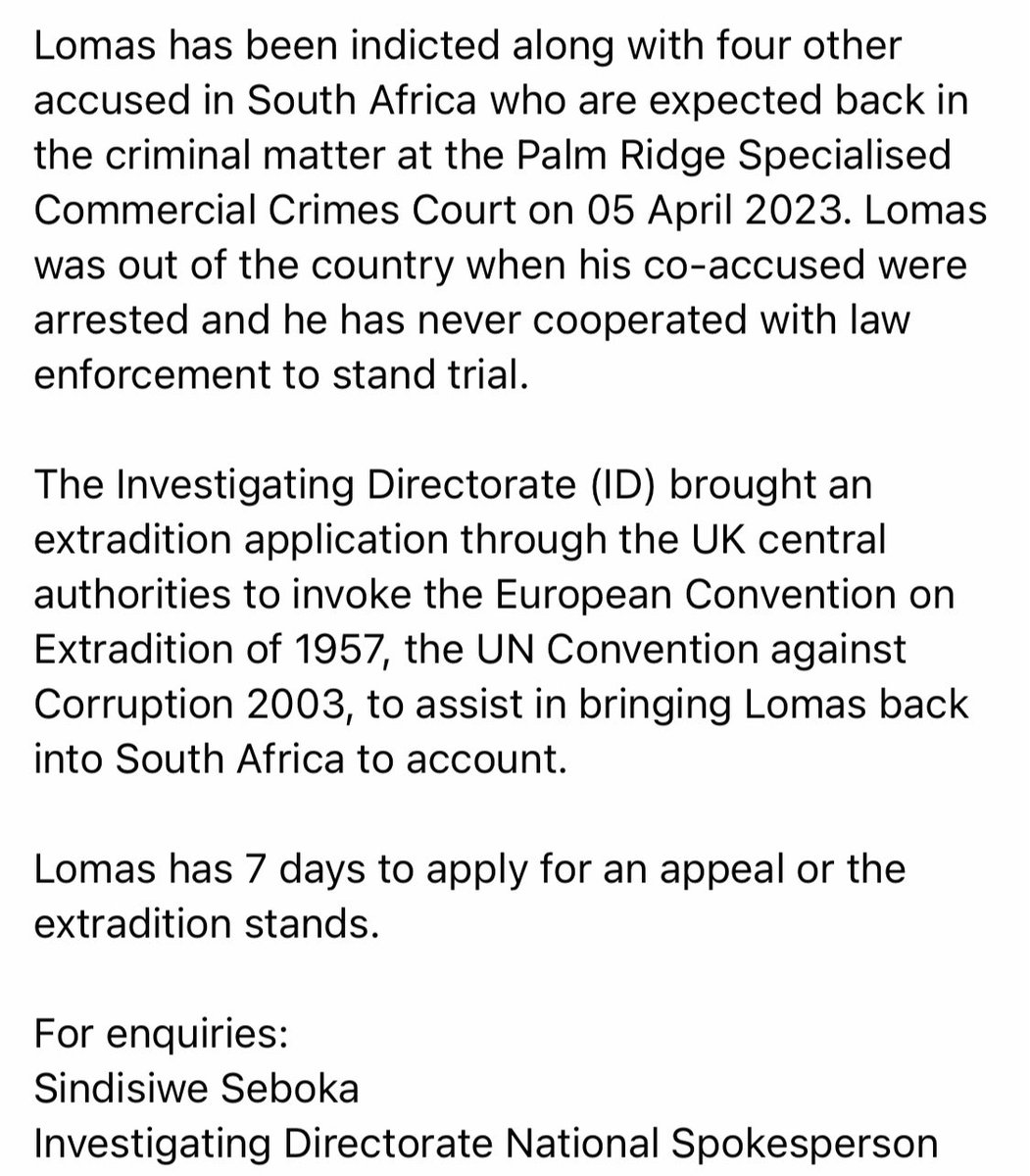 NPA_Prosecutes's tweet photo. United Kingdom court grants the NPA’s  ID right to extradite fugitive from R745 million Eskom case https://t.co/NgeECbIUhe