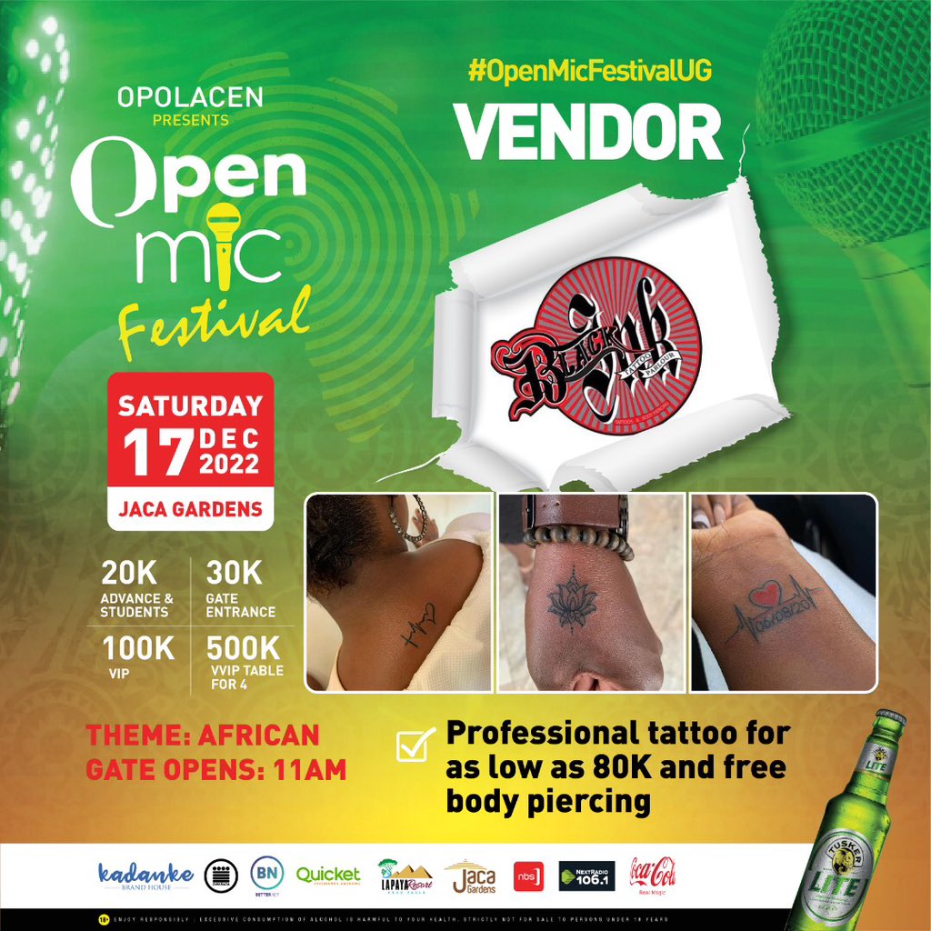 BlackinkUg's tweet photo. Gulu this weekend, come get inked at #OpenMicfestival https://t.co/fgM28MzvZe