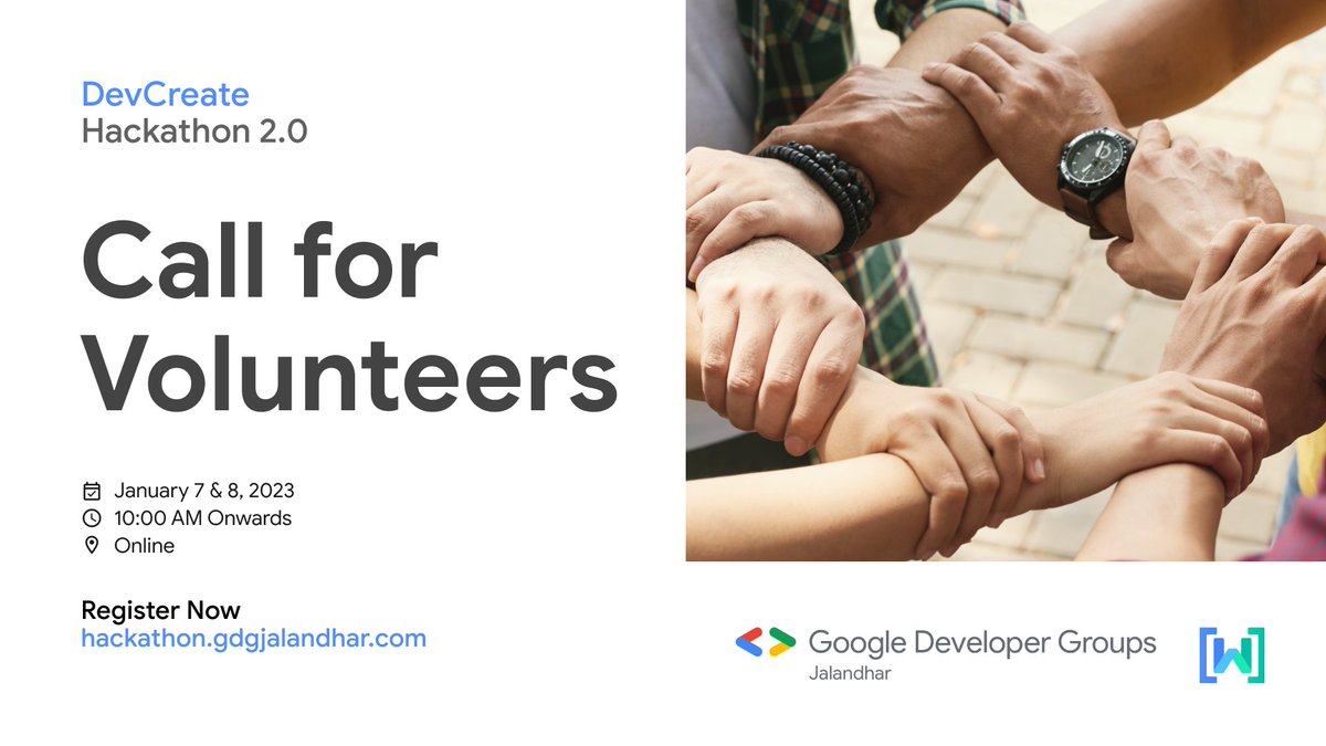 GDGJalandhar's tweet image. 🔊 Community Call for Volunteers for #DevCreateHackathon

We've always been welcoming everyone eager to learn &amp;amp; grow, despite one's background, professional experience.

If you think, you are multitasking ninja then please fill below form -&amp;gt; gdgjalandhar.page.link/dch2-cfv

#DCHJalandhar
