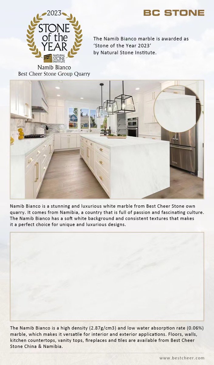 JamesHong89's tweet image. “Stone of the Year 2023”— Namib Bianco white marble from BC Stone own quarry.