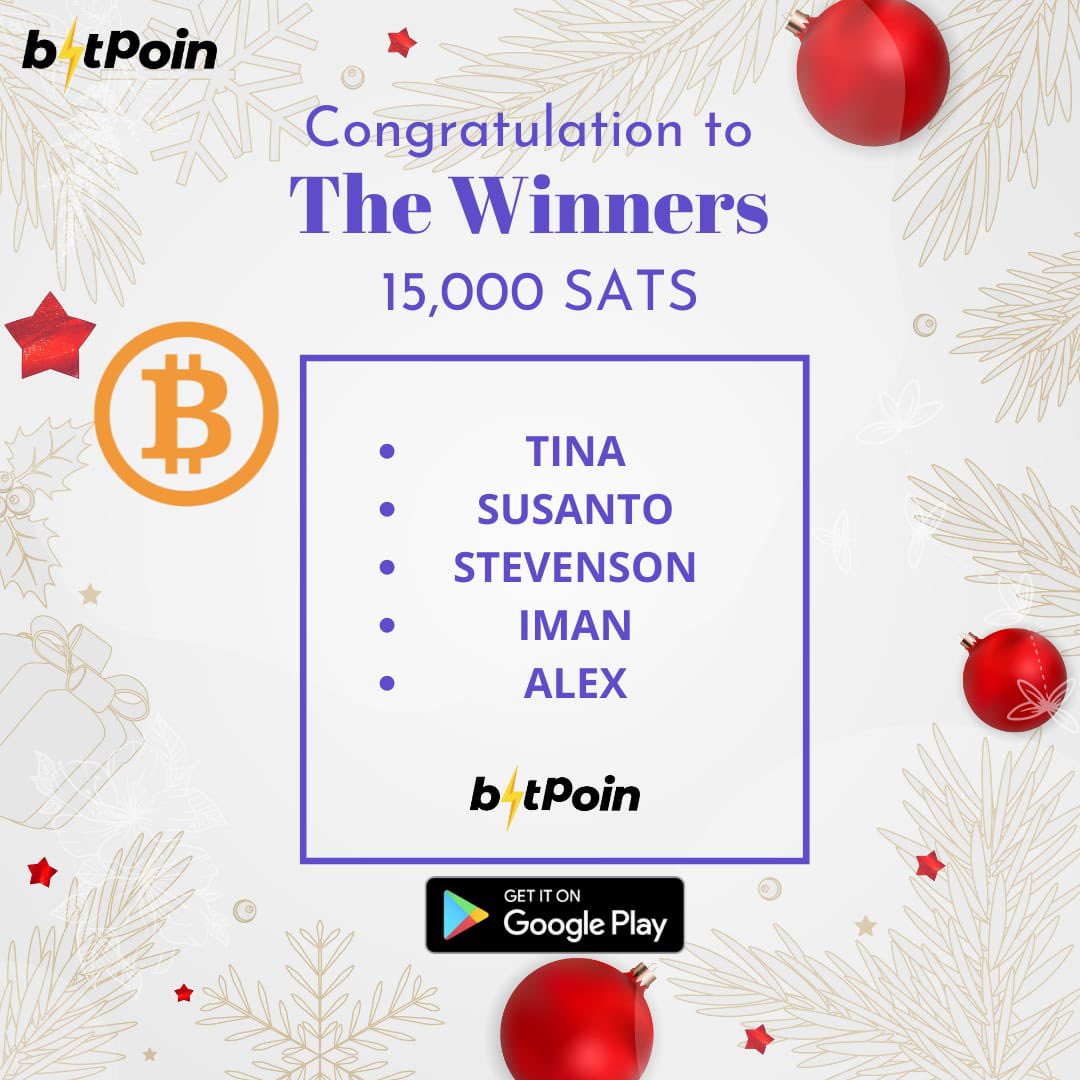 Congrats to the winner 🔥⚡️👍🏼

Let’s Play more to Earn more, only on Bitpoin Apps!

Download NOW!

#Bitpoin #BitpoinID #BitpoinIndonesia #Bitcoin #bitcoinindonesia #bitcoinnews #bitcoinprice #bitcoinsatoshi #sats #satoshi #blockchain #crypto #cryptocurrency #bitcoininvestment