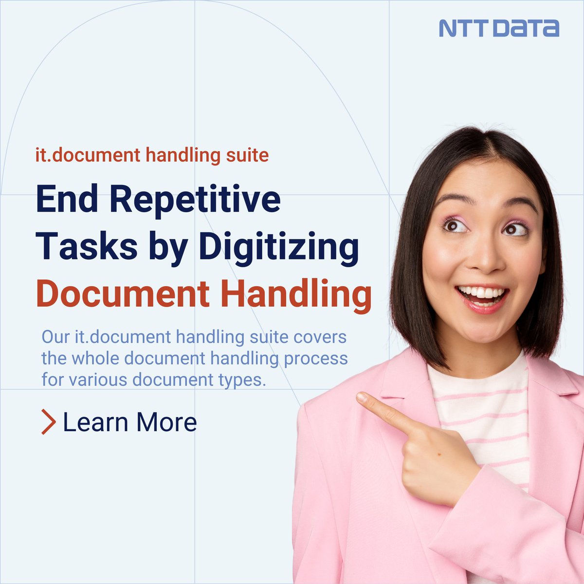 Save 60% of the time that you spend handling documents by automating the process with our it.document handling suite.

Find out more here: nttd.link/faiUO

#digitaltransformation #automation #documentmanagement #ERP #documenthandling