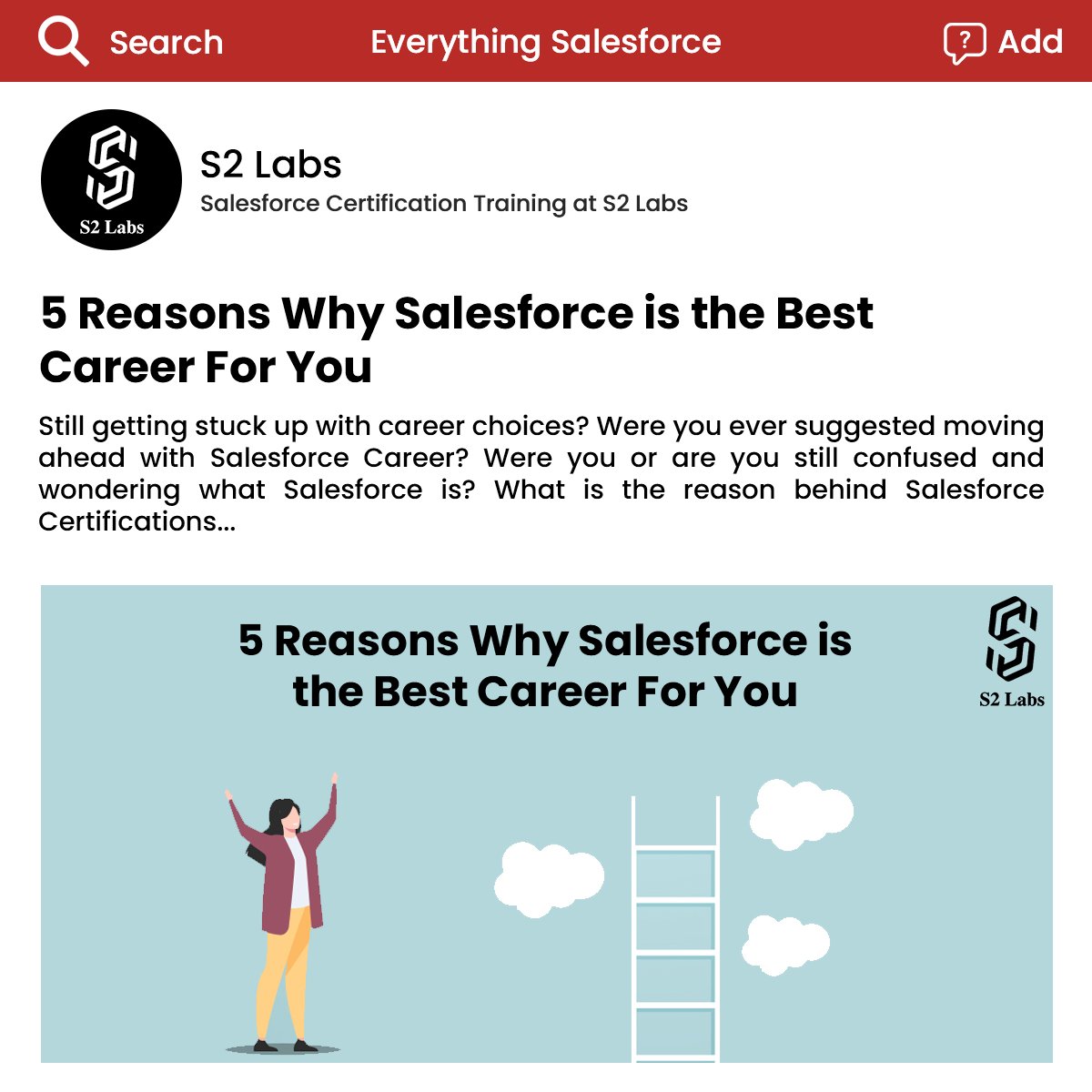 s2_labs's tweet photo. There are Salesforce Certifications for you to be a professional in the same in order to make a Salesforce Career.
https://t.co/7dDKBzMoh6
#shreysharma #salesforce #salesforcehulk #salesforcejobs #jobs #career #whysalesforce #salesforceknowledge #s2labs #blog #vlog #blogging https://t.co/AMx6N3EzRD