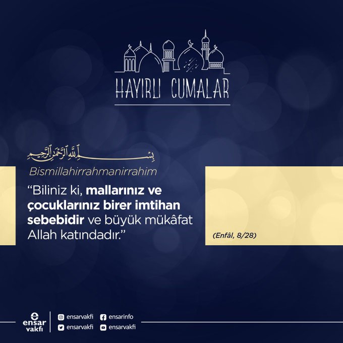 #Hayırlı_Cumalar 
@ensar_vakfi
<a href="/rizeensarerkek/">Rize Prof.Dr.Kemal Sandıkçı Erkek Öğrenci Yurdu</a>