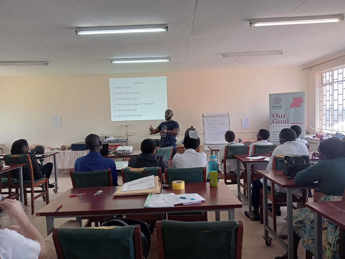MUST_EM's tweet photo. Day two of Triage Training and Approach to a Critically Ill Patient.  Dr. Bagonza giving a presentation on Introduction of triage and UTAT.
#betterpatientoutcomes
#MUSTEM
#emergencymedicine https://t.co/GmlsPz882X