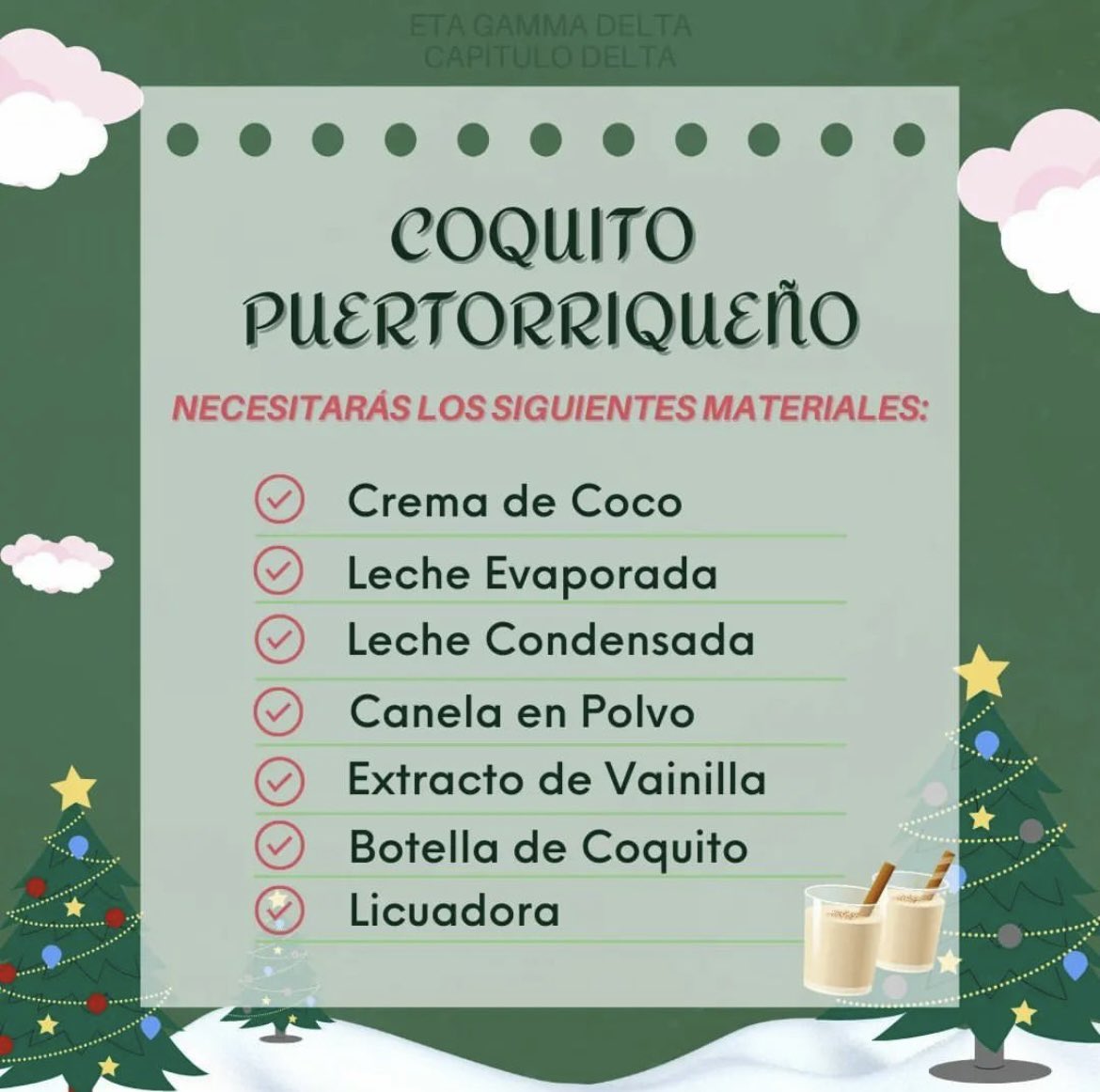 etagammadelta1's tweet photo. El Capítulo Delta de la Gran Sororidad Eta Gamma Delta les invita sus actividades del mes de diciembre: 

Historia del Coquito: sábado, 17 de diciembre 🎄🪅

Carta para Santa: Fecha límite para enviar la carta 19 de diciembre 🎅🏻📩

¡Los esperamos y contamos con su apoyo! 💜💛 https://t.co/YvUHQSJ32x