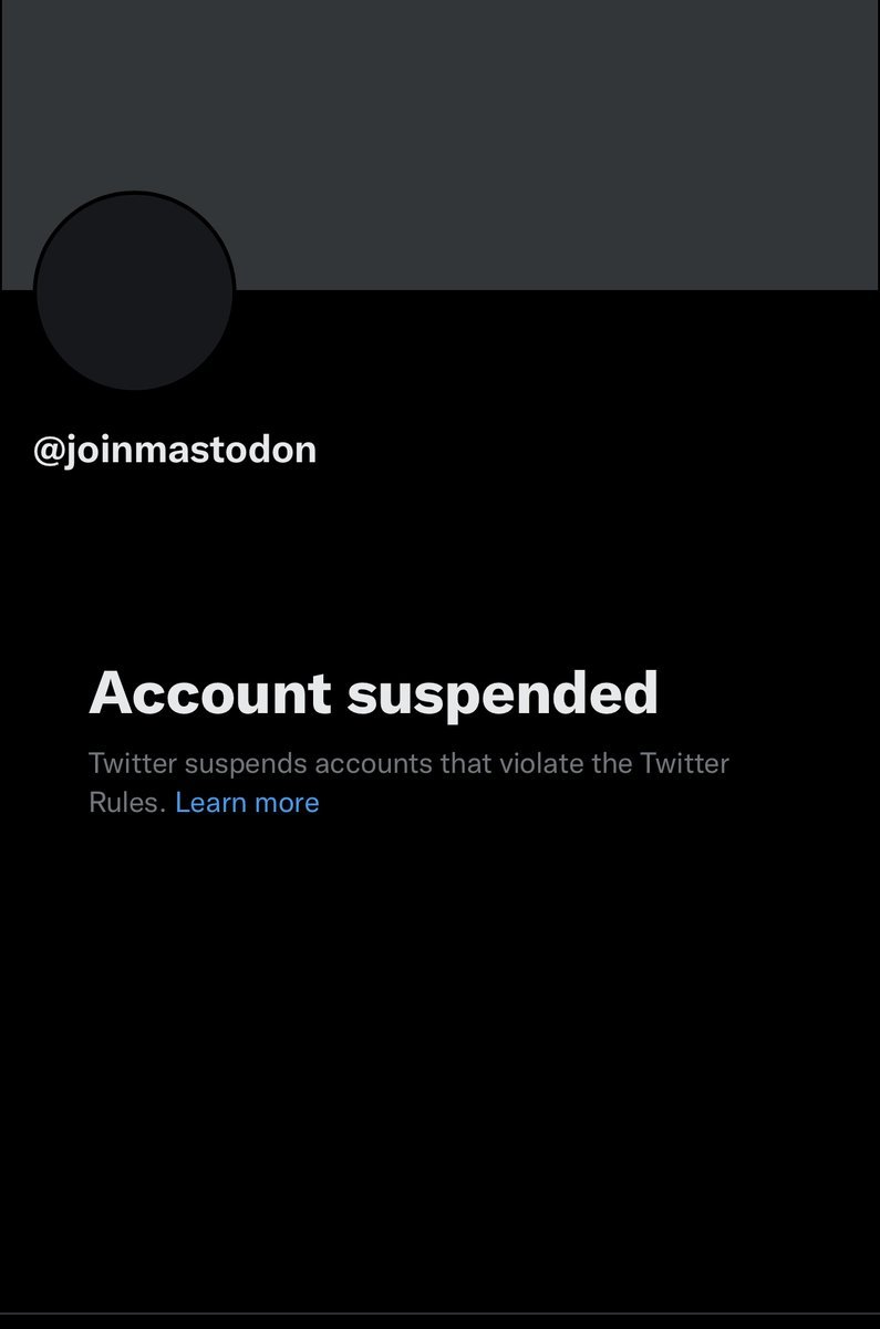 Charly Wargnier (@datachaz) on Twitter photo .@Twitter banned the official #Mastodon account.
This is days after marking some links to <a href="/joinmastodon/">Mastodon (@Mastodon@mastodon.social)</a> as "sensitive", while there's no valid security concern.
Loving that Freedom of Speech, Elon! .@Twitter banned the official #Mastodon account.
This is days after marking some links to <a href="/joinmastodon/">Mastodon (@Mastodon@mastodon.social)</a> as "sensitive", while there's no valid security concern.
Loving that Freedom of Speech, Elon!