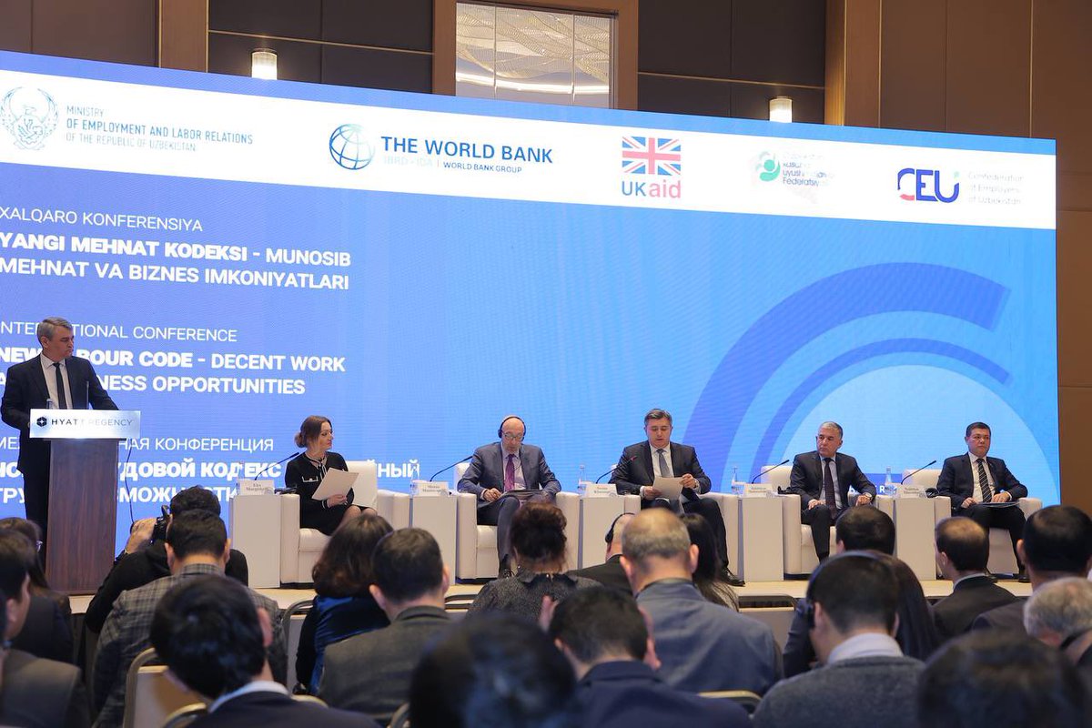 Uzb_MinLabour's tweet photo. #Live⚡️ International conference “New Labour Code - decent work and business opportunities” is being held within the "Effective Governance for Economic Development" #EGED programme of #MELR in cooperation with @UKinUzbekistan @UKaid and @WorldBank https://t.co/BSCz2Wdo4x
