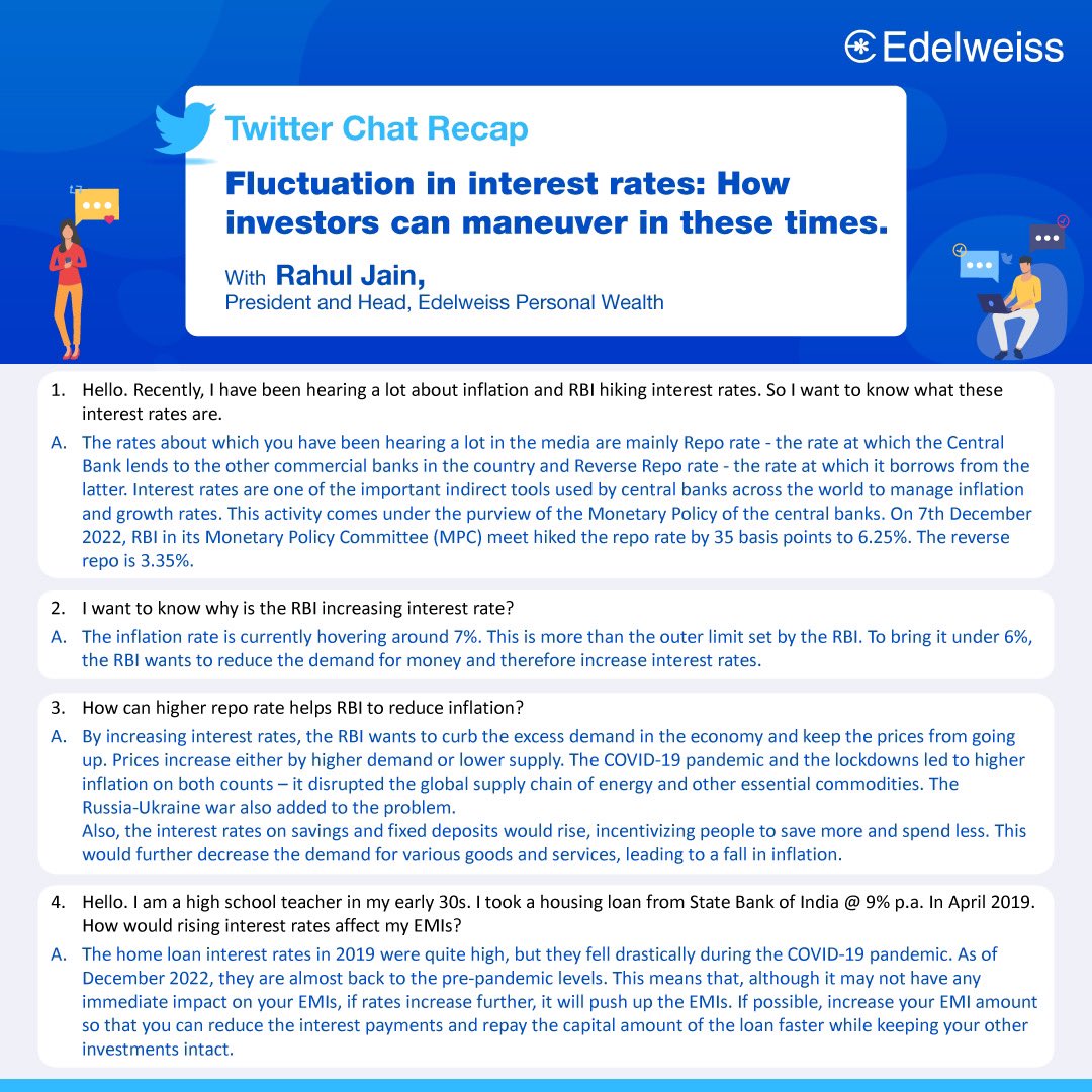 Nuvama_Wealth's tweet photo. If you, unfortunately, missed the #LiveTwitterChat with @i_RahulJain, well, you're in luck because we have a quick recap for you. Glance through all insights on Fluctuation in interest rates and how investors can maneuver in these times!
.
.
#AskEdelweiss #Twitterchat https://t.co/wmtshdSo3f
