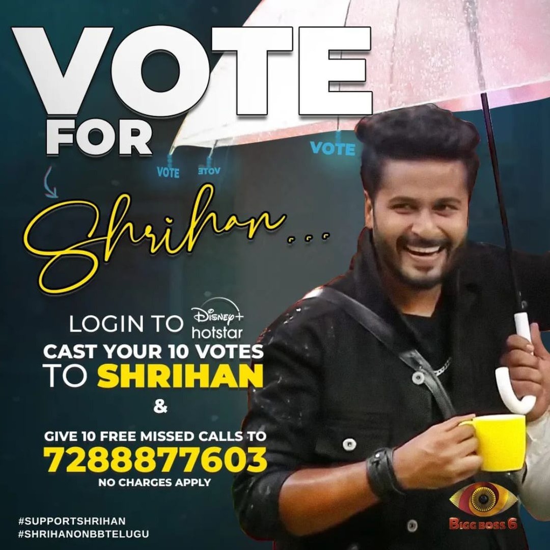 AdmirersShrihan's tweet photo. Perfect man in the #BiggBoss house

#voteforshrihan🗳️🗳️🗳️

#SupportShrihan

Login to #DisneyPlus #Hotstar
Cast your 10 #votesforshrihan
&amp;Give 10 free missed calls to
7288877603..no charges

#BiggBossTelugu #BigBossTelugu6 #bigboss6telugu💫#voteshrihan https://t.co/L5bW4OwxCM