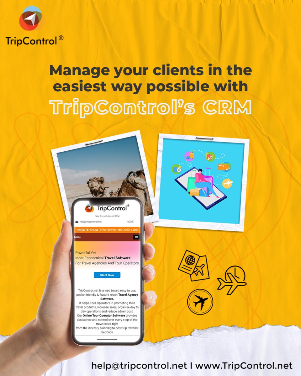 tripcontrol1's tweet photo. TripControl has the best travel agency CRM in the market, and you can easily control each and every step of your trip with it. TripControl is the ideal approach to managing your customers' trips.

Visit: https://t.co/oZeDvMHlVg

#TripControl #TravelCRM #Travel #ManageYourTrip https://t.co/ftflsA6ZDz
