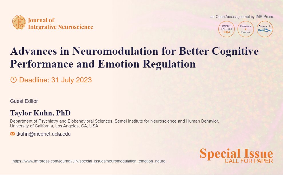 Doris84516074's tweet photo. #specialissue #callforpapers
🎉🎉Look forward to receiving your submission to the special issue "Advances in #Neuromodulation for Better Cognitive Performance and Emotion Regulation"
https://t.co/xiDYTgLgXD
@JINeuroscience @ImrPress https://t.co/K7mggo4FGD