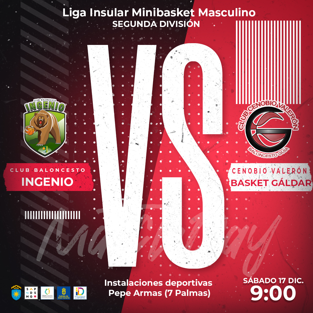 🗓𝗔𝗚𝗘𝗡𝗗𝗔 | Nueva jornada liguera para nuestro Minibasket. ¡𝐕𝐚𝐦𝐨𝐬 𝐂𝐞𝐧𝐨𝐛𝐢𝐨! 💪

🏆 𝗠𝗶𝗻𝗶𝗯𝗮𝘀𝗸𝗲𝘁
🆚 CB Ingenio
⌚️ 9:00 horas
📅 Sábado 17 Dic.
📍 Instalaciones Deportivas Pepe Arma

#guiaesdeporte 
<a href="/GranCanariaDep/">Gran Canaria Deportes</a> 
<a href="/aytoguia/">Santa María de Guía</a>