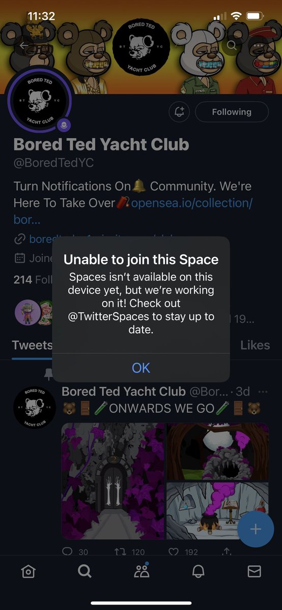 TheRevMMJ's tweet photo. Trying to hang out with my @BoredTedYC fam and @StephenSalvona but Spaces got issues tonight

Bogus #MMWH

#BTYC 4Life  Get out the bats https://t.co/UzX8ZFrYwk