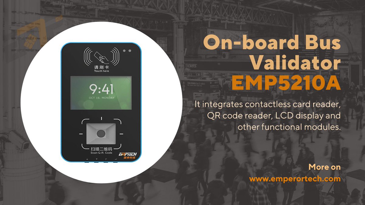 EMPTECH1995's tweet photo. EMP5210A is a cutting-edge and mature #busvalidator that has obtained EMVCo approval for Level 1 and Level 2. 

more on:
https://t.co/3ZV2evSipK

#EMPTECH #contactlesspayment https://t.co/2EPnn8gDwj